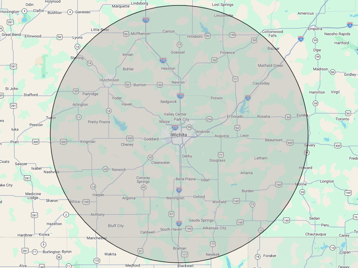 Imperial Home Inspections Wichita and Sedgwick County Service Area Map